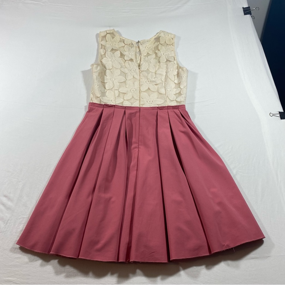 Altar’d State Dress Fit Flare Mini  Lace Bodice Cream Pink Floral Cutout Medium - Picture 9 of 11